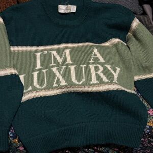 Im a luxury Green and Cream Crewneck Sweater